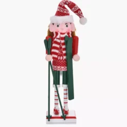 Dekoracja świąteczna figurka z nartami DUKA NORALF ELF 28.5 cm czerwona