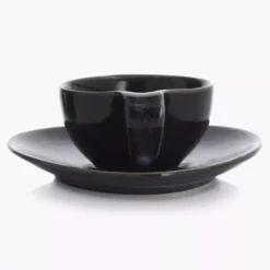 Filiżanka do espresso ze spodkiem DUKA TIME BLACK 60 ml porcelanowa