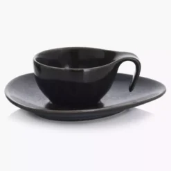 Filiżanka do espresso ze spodkiem DUKA TIME BLACK 60 ml porcelanowa