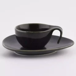 Filiżanka do espresso ze spodkiem DUKA TIME BLACK 60 ml porcelanowa
