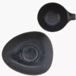 Filiżanka do espresso ze spodkiem DUKA TIME BLACK 60 ml porcelanowa