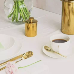 Filiżanka ze spodkiem DUKA EVERYDAY 250 ml biała porcelanowa