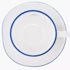 Filiżanka ze spodkiem DUKA KROG 420 ml biała granatowa porcelana