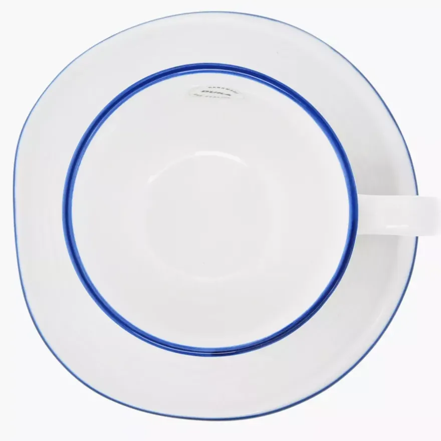 Filiżanka ze spodkiem DUKA KROG 420 ml biała granatowa porcelana