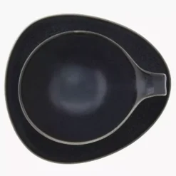 Filiżanka ze spodkiem DUKA TIME BLACK 350 ml grafitowa porcelanowa