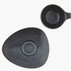 Filiżanka ze spodkiem DUKA TIME BLACK 150 ml grafitowa porcelanowa