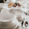 Filiżanka ze spodkiem DUKA TIME 350 ml biała porcelana