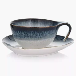 Filiżanka ze spodkiem DUKA TIME DIM 350 ml wielokolorowa porcelanowa