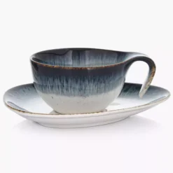 Filiżanka ze spodkiem DUKA TIME DIM 150 ml wielokolorowa porcelanowa