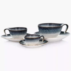 Filiżanka ze spodkiem DUKA TIME DIM 150 ml wielokolorowa porcelanowa