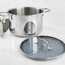 Garnek z pokrywą BERGHOFF HELIX 24 cm srebrny stalowy