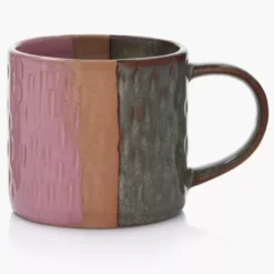 Kubek DUKA KRAFT 250 ml różowy zielony kamionkowy