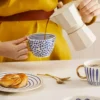 Kubek w kropeczki DUKA SIREN 300 ml granatowy złoty kamionkowy