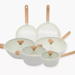 Patelnia z powłoką ceramiczną DUKA GRAN 28 cm beżowa szara aluminiowa