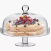 Patera na nóżce z kloszem KROSNO ELITE 28 cm transparentna szklana