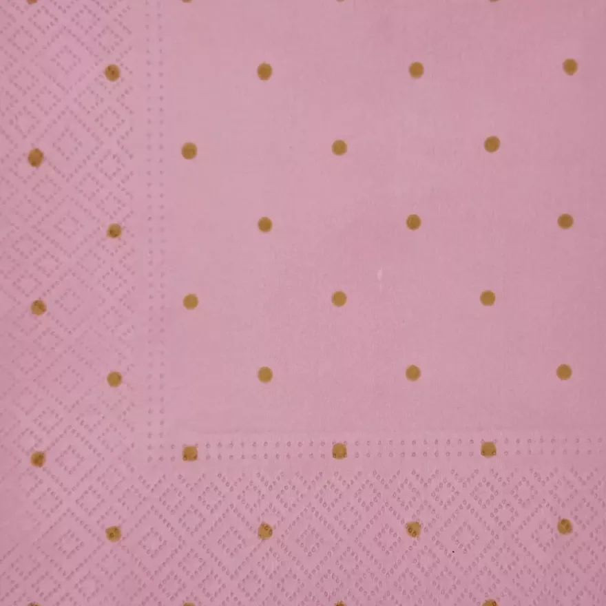 Serwetki papierowe PAW Golden Dots 33x33 cm 20 szt różowe