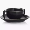 Talerz głęboki bulionówka ze spodkiem DUKA TIME BLACK 450 ml porcelanowy
