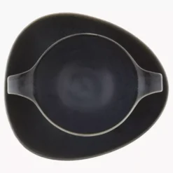 Talerz głęboki bulionówka ze spodkiem DUKA TIME BLACK 450 ml porcelanowy