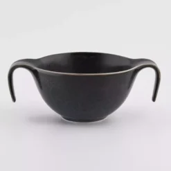 Talerz głęboki bulionówka ze spodkiem DUKA TIME BLACK 450 ml porcelanowy