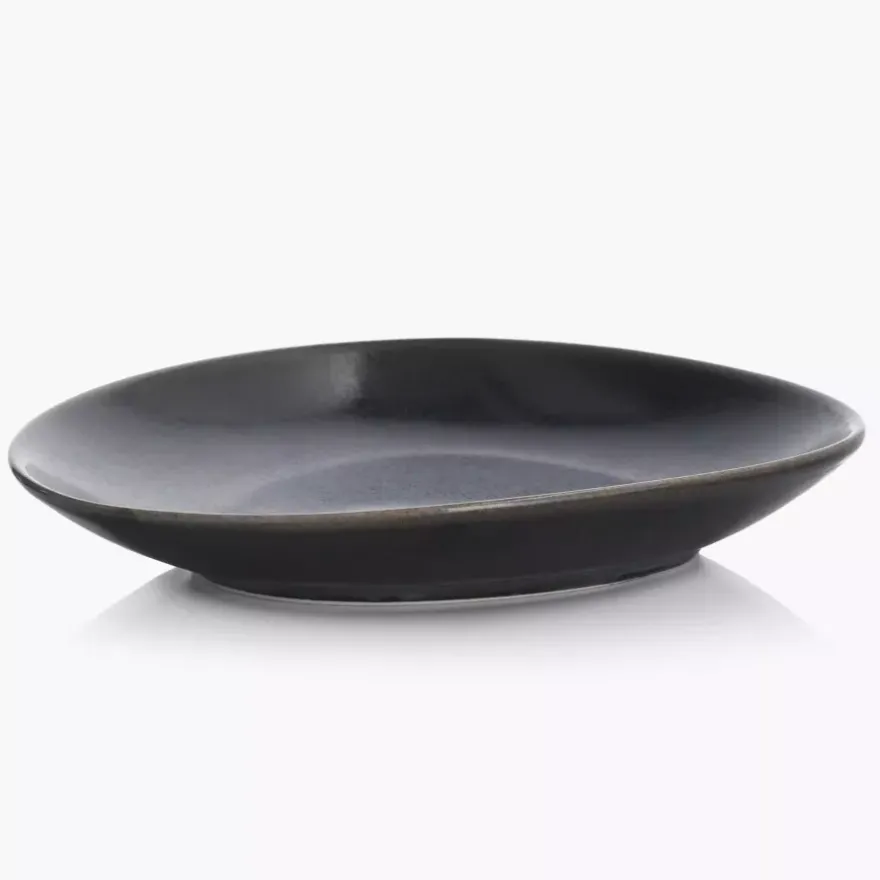 Talerz głęboki bulionówka ze spodkiem DUKA TIME BLACK 450 ml porcelanowy