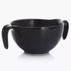 Talerz głęboki bulionówka ze spodkiem DUKA TIME BLACK 450 ml porcelanowy