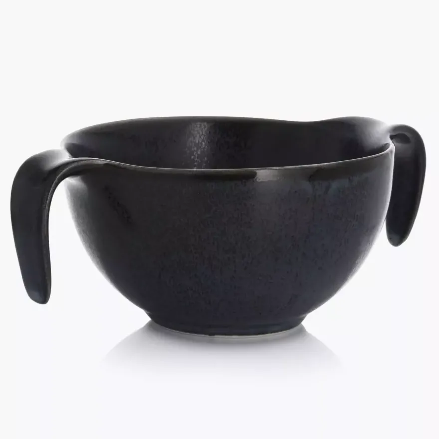 Talerz głęboki bulionówka ze spodkiem DUKA TIME BLACK 450 ml porcelanowy