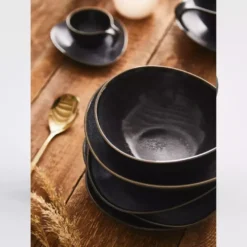 Talerz głęboki DUKA TIME BLACK 22 cm grafitowy porcelanowy