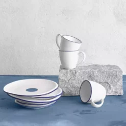 Talerz głęboki obiadowy DUKA KROG 22 cm biały granatowy porcelana