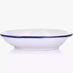 Talerz głęboki obiadowy DUKA KROG 22 cm biały granatowy porcelana