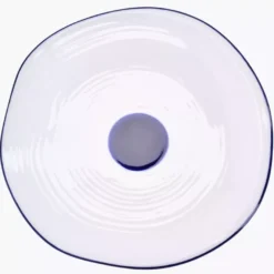 Talerz śniadaniowy DUKA KROG 20 cm biały granatowy porcelana