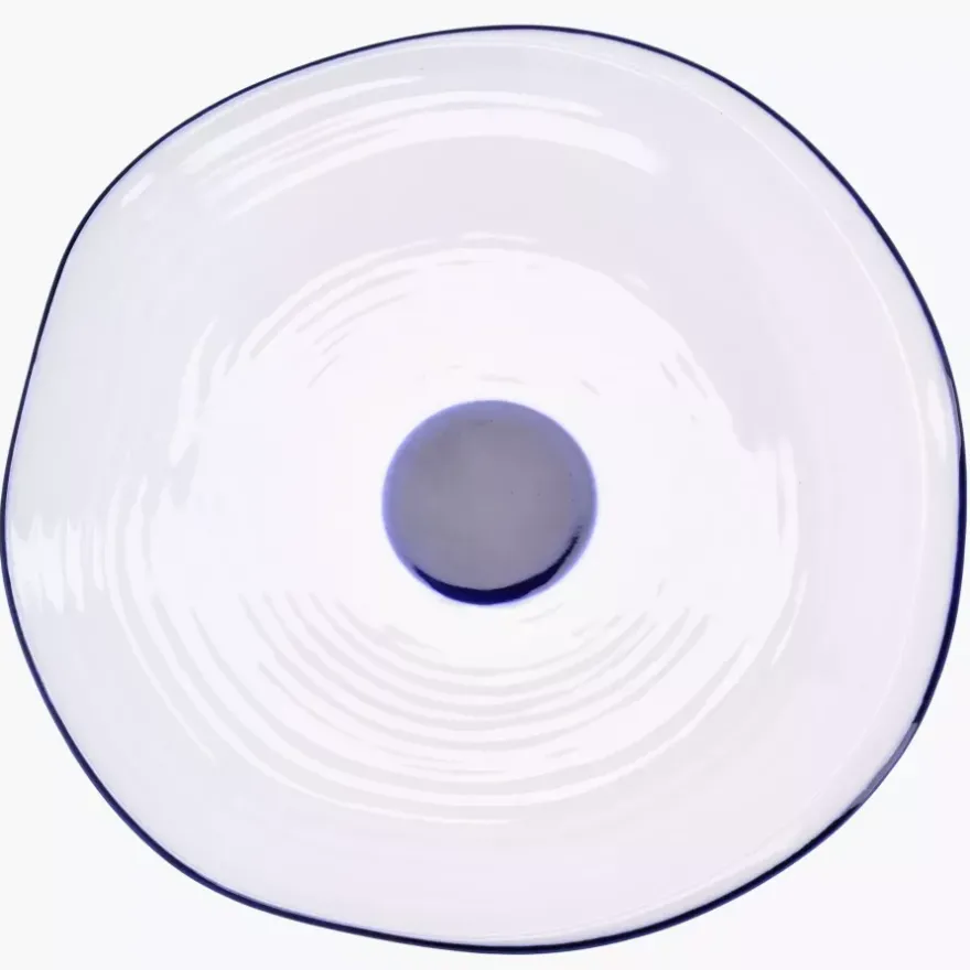 Talerz śniadaniowy DUKA KROG 20 cm biały granatowy porcelana