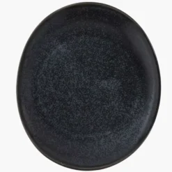 Talerz śniadaniowy DUKA TIME BLACK 22x19 cm grafitowy porcelanowy