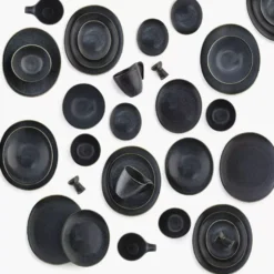 Talerz śniadaniowy DUKA TIME BLACK 22x19 cm grafitowy porcelanowy