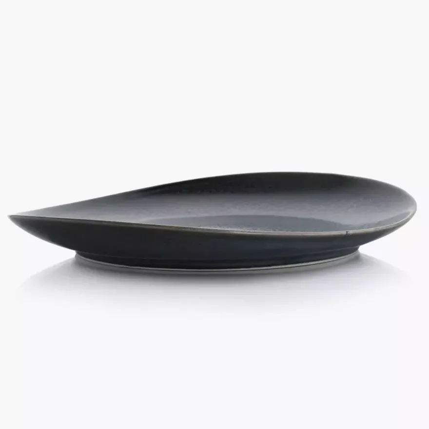 Talerz obiadowy DUKA TIME BLACK 28x24 cm grafitowy porcelanowy