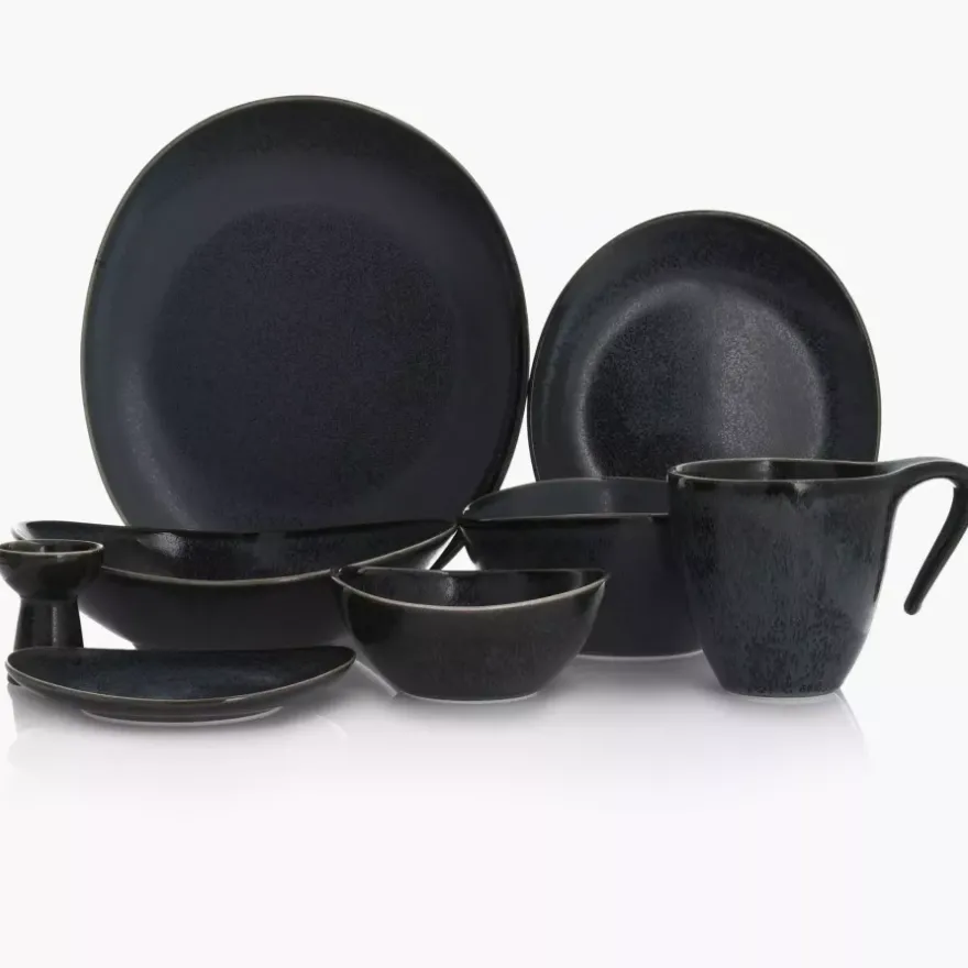 Talerz obiadowy DUKA TIME BLACK 28x24 cm grafitowy porcelanowy