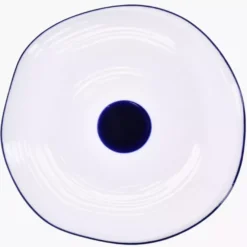Talerz płytki obiadowy DUKA KROG 27 cm biały granatowy porcelana