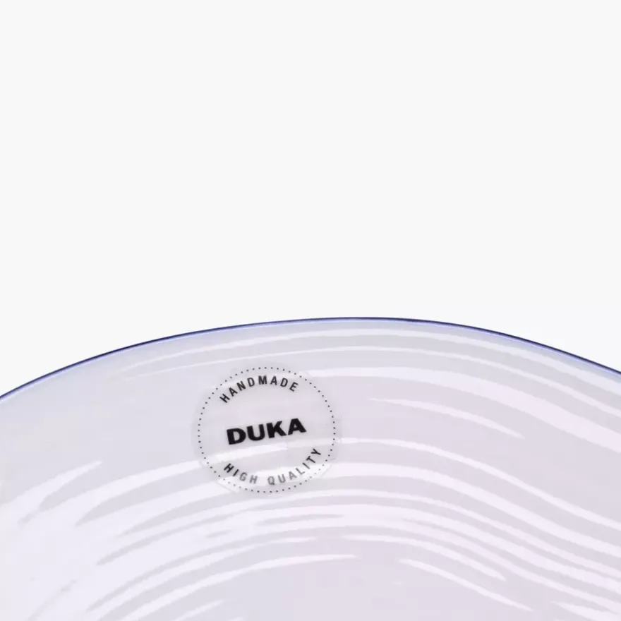 Talerz płytki obiadowy DUKA KROG 27 cm biały granatowy porcelana