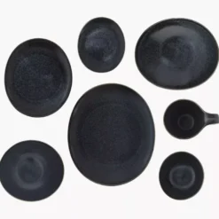 Talerzyk talerz deserowy DUKA TIME BLACK 15x13 cm grafitowy porcelanowy