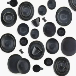 Talerzyk talerz deserowy DUKA TIME BLACK 15x13 cm grafitowy porcelanowy