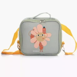 Torba termiczna na lunch kwiatek DUKA MINI 22x19x8 cm zielona pomarańczowa
