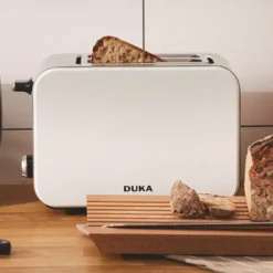 Toster na grzanki dwukomorowy biały stalowy DUKA BOSSE
