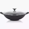 Wok z pokrywką i akcesoriami DUKA BJORN 30 cm czarny żeliwo