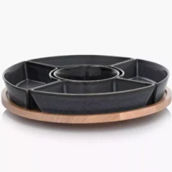 Zestaw do przystawek na obrotowej tacy DUKA WAREWOOD porcelanowy