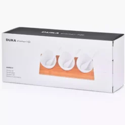 Zestaw miseczek z podstawką DUKA BAMBOO 3 sztuki białe porcelana