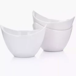 Zestaw miseczek z podstawką DUKA BAMBOO 3 sztuki białe porcelana