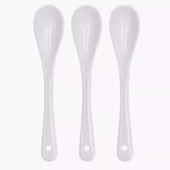 Zestaw miseczek z podstawką DUKA BAMBOO 3 sztuki białe porcelana