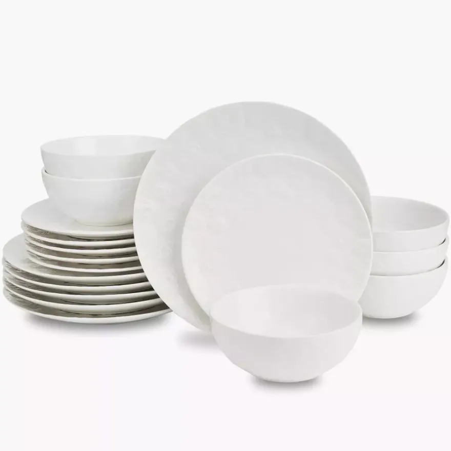 Zestaw obiadowy dla 6 osób różyczki DUKA SARA 18 elementów biały porcelana