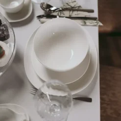 Zestaw obiadowy DUKA TIME 18 elementów biały porcelana