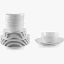Zestaw obiadowy DUKA TIME 18 elementów biały porcelana